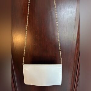 Glossy White and Gold Shoulder Bag